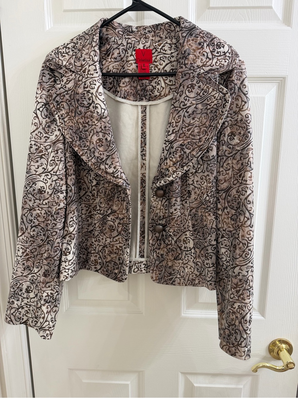 V Cristina Women's Bronze Accented Cropped Washable Jacket Size XL